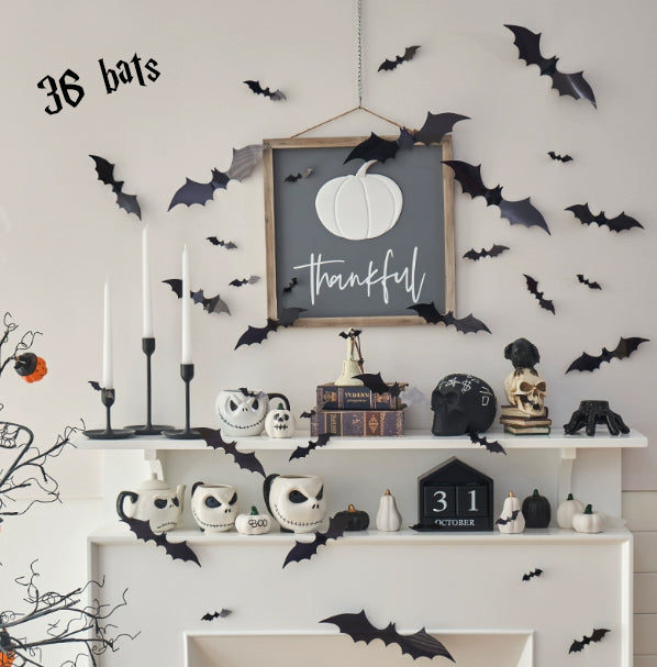 Halloween 3D Sticker | 36 Bats